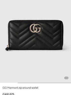 Authentic Gucci Black Quilted GG Zip Wallet